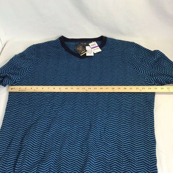 New Tasso Elba Pullover Sweater Merino Wool Blend Peacock Teal Blue Men's XXL - Picture 5 of 6